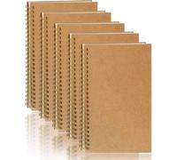 Lot De 5 A5 Cahiers À Spirales Vierge Classique, Bloc-Notes De Couverture Kraft 100 Pages / 50 Feuiles, Carnet De Notes A5 Notebook Cahier De Note Carnet Dessin Pour Voyage École Bureau