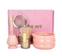 Lot de 5 accessoires à matcha avec balai à matcha et passoire à bol, accessoires pour matcha (rose)