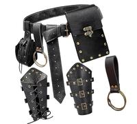 Lot de 5 accessoires de ceinture rétro punk pour cosplay, pochettes multifonctionnelles pour voyage, pochette pour téléphone à libération rapide, Noir , Taille unique, Beauté de masse