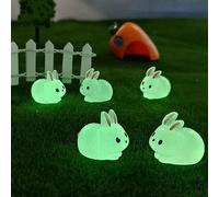 Lot de 5 accessoires de jardin lumineux pour jardin féérique, lapin miniature pour décoration de jardin féérique, décoration de jardin, bonsaï, décoration artisanale, décoration de gâteau, nains de