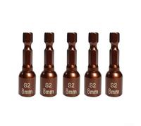 Lot de 5 adaptateurs à douille hexagonale de 8 mm de long avec tige carrée de 6,35 mm pour perceuse et outil pneumatique