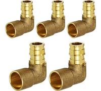 Lot de 5 adaptateurs coudés à 90 degrés Pex-A, extension Pex 1,27 cm x 1,27 cm, sans plomb, adaptateur F1960 en laiton pour une utilisation dans les raccords de tubes Pex-A