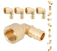 Lot de 5 adaptateurs coudés en laiton à expansion PEX-A, NPT femelle, certifié ASTM F1960, raccord en laiton sans plomb pour systèmes de tuyauterie et de plomberie PEX-A