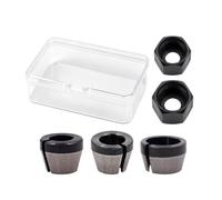 Lot de 5 Adaptateurs de Pince de Serrage pour Fraiseuse Bois et Machine a Pince, Mandrins de Conversion 6mm 6.35mm 8mm avec 2 Ecrous 7mm 8mm, Fraise Defonceuse Accessoires pour Gravure Coupe