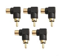 Lot de 5 adaptateurs RCA mâle vers femelle à 90 degrés avec design en forme de L pour une meilleure accessibilité derrière le récepteur de basses et l'unité DVD
