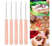 Lot de 5 aiguilles à mélanger à sucre 7,6 cm pour décoration de gâteaux, fournitures de décoration de biscuits pour les amateurs de pâtisserie (rose)