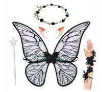 Lot de 5 ailes de fée pour cosplay, ailes de papillon noires