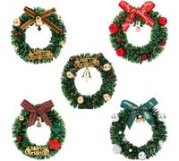 Lot De 5 Aimants Décoratifs De Noël Pour Réfrigérateur, Couronnes Magnétiques Artificielles, Guirlandes De Noël Artificielles, Autocollants Décoratifs Pour Réfrigérateur, Porte De Garage, Voiture,