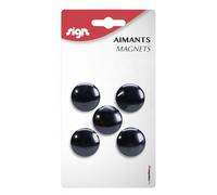 Lot De 5 Aimants Ronds Diamètre De 27 Mm - Noir - Sign
