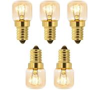 Lot de 5 Ampoule à Sel 15W E14 T22, Incandescence Blanc Chaud 2700K, 80LM, AC 230V, Ampoule Four 15w 300°, Pour Four, Frigo