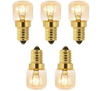 Lot de 5 Ampoule à Sel 15W E14 T22, Incandescence Blanc Chaud 2700K, 80LM, AC 230V, Ampoule Four 300°, Pour Four, Frigo,Lampe de