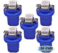 Lot de 5 ampoules B8.5d pour éclairage de compteur de vitesse LED 5050 SMD BAX10D - Bleu - Haute puissance - Kit de conversion - Éclairage intérieur - Éclairage d'instrument - Cockpit