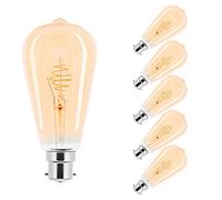 Lot de 5 ampoules LED à filament spiralé - 2,5 W - Or - Extra blanc chaud - 2 000 K (Edison B22)