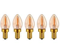 Lot de 5 ampoules LED C7 0,5 W à filament - Culot Candélabre E14 - Blanc ultra chaud 2200 K - 220 V CA - 60 lumens