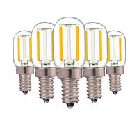 Lot de 5 ampoules LED E12 à intensité variable 15 W équivalent T20 lampe à sel 2200 K blanc chaud culot E12 Mini ampoule LED candélabre pour four à micro-ondes réfrigérateur ventilateur de plafond