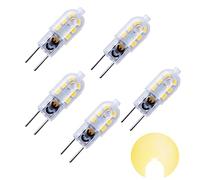 Lot de 5 ampoules LED G6.35 3W AC/DC 12V Blanc chaud 3000K GY6.35 YW Ampoule à 360 degrés Culot à broches comme ampoule de 30W pour lampe de bureau Éclairage de paysage (5 pièces, non dimmable)