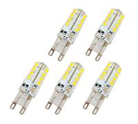 Lot de 5 ampoules LED G9, 3 W équivalent à 30 W ampoule halogène, 32 SMD 2835 LED blanc chaud (2700-3200 K), 210 lm AC 200-240 V, angle du faisceau 360°