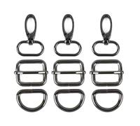 Lot de 5 anneaux en D multi-usages de 16 à 38 mm, boucles métalliques et curseurs réglables pour sangles de sac, sangles et accessoires de bricolage,32 mm