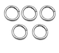 Lot de 5 anneaux ronds à ressort de 40 mm de diamètre intérieur - Boucle de verrouillage ronde à ressort - Porte-clés à ressort - Accessoires de bricolage - Argenté