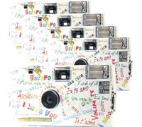 Lot de 5 appareils photo jetables 1A PHOTO PORST Edition I Mog Di en blanc, multicolore, avec flash, piles et film (lot de 5, 27 prises chacune)