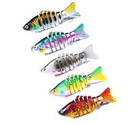 Lot de 5 appâts de pêche de nage - Leurres de pêche durs réalistes - Lot de 5 - Fournitures polyvalentes pour ruisseaux, rivières, étangs, lacs, eau douce et salée