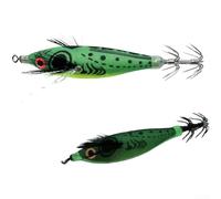 Lot de 5 appâts en bois pour calamar - 8 cm - Brille dans le noir - Pour applications en eau salée, y compris le jigging et la pêche à la traîne lente - Avec hameçons BKK