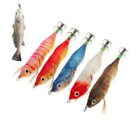 Lot de 5 appâts pour calmars - Accessoires de pêche phosphorescents - Pour une utilisation en extérieur, en eau salée, dans les rivières, les lacs, les étangs, la nuit et le matin