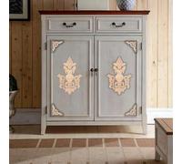 Lot de 5 appliques en bois brut pour décoration de meubles : 1 décalcomanie centrale + 4 garnitures d'angle, 24 x 16 cm et 10 x 10 cm, compatible avec les portes, B