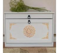 Lot de 5 appliques en bois brut pour décoration de meubles : 15 x 15 cm au centre + 4 autocollants d'angle de 8 x 8 cm pour armoires, armoires, lits et portes