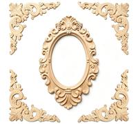 Lot de 5 appliques en bois sculpté, baroque vintage pour décoration de | Applique en bois vintage pour meubles, décoratifs, baroques, meubles d'angle, autocollants, ornements en bois