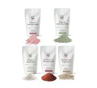 Lot de 5 argiles pour fabrication de masques et savons | Rose, vert français, kaolin, rouge marocain et argile bentonite | 227g chacun | Meilleur pack pour les projets de bricolage | Yogi’s Gift®