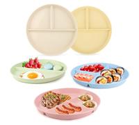 Lot de 5 Assiette Compartiment Adulte Enfant, Assiettes Divisées, Assiette Reequilibrage Alimentaire Adulte, Assiette Plastique Reutilisable, Passe au Micro-ondes et au Lave-vaisselle Incassable