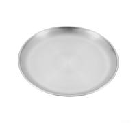 Lot de 5 assiettes en acier inoxydable pour pique-nique en plein air - Résistantes à la chaleur - Rondes peu profondes - Pour camping, barbecue, vaisselle légère et portable pour randonnée, voyage