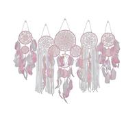 Lot de 5 attrape-rêves lune et étoile à suspendre au-dessus du lit - Attrape-rêves bohème - Décoration murale - Cadeaux pour maman, femmes, filles - Rose