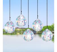 Lot de 5 Attrape-Soleil en Cristal, Arc-en-Ciel en Cristal, Boule de Cristal, décoration de Carillon à Vent, Multi-coloré, Prisme à Suspendre, Cristaux de Jardin à Suspendre
