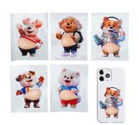 Lot de 5 Autocollants 3D - Animaux Doux - Matériau Non Toxique - Autocollants pour - Autocollants de récompense - Accessoires de Bricolage - pour Gourde, Trousse, Tablette, Maternelle