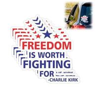 Lot de 5 autocollants Charlie Kirk Freedom Worth Fighting for, RIP Charlie Kirk, Fly High CharlieDecal en vinyle pour voiture, camion, mur, ordinateur portable, blanc, pour souvenir et hommage