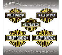 Lot de 5 autocollants compatibles avec Harley Davidson Casque Moto Custom (Jaune)