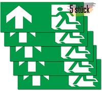 Lot de 5 autocollants de qualité supérieure,24 cmx9 cm,Panneau de sortie d'urgence,Pour panneau d'information, chemin de sauvetage, chemins de fuite, sortie d'urgence, marquage de sécurité (flèche)