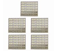 Lot de 5 autocollants décoratifs en résine époxy à paillettes de 3 mm - Lettres Engkish - Chiffres - Résine époxy UV - Bâton et Poke Kit Pochoir
