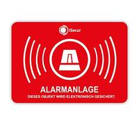 Lot de 5 autocollants d'indication d'alarme iSecur - 50 x 35 mm - Pour fenêtre, maison, voiture, camion, engin de construction