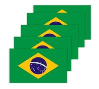 Lot de 5 autocollants drapeau du Brésil - Bannière brésilienne - Pour pare-chocs de voiture, fenêtre, ordinateur portable - Autocollant Brésil