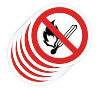 Lot de 5 autocollants interdits de 5 cm Panneau interdiction de signalisation industrielle (5 cm, allume-feu)