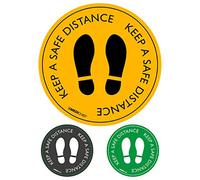 Lot de 5 autocollants jaunes d'avertissement de danger pour distanciation sociale avec inscription « Keep a Safe Distance »