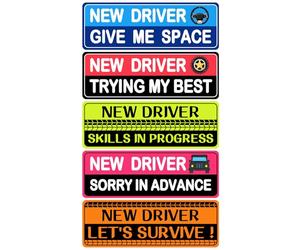 Lot de 5 Autocollants magnétiques pour Voiture, Autocollants pour débutants, pour Garder Vos Distances, Joli Panneau de sécurité Amovible pour conducteurs débutants et étudiants.