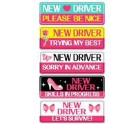 Lot de 5 Autocollants magnétiques pour Voiture, Autocollants pour étudiants Novices, réfléchissants et Amovibles, pour Garder Vos Distances, pour conducteurs Novices et étudiants (Rose)