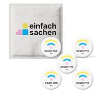 Lot de 5 autocollants NFC Scan Me - Programmables universellement pour sites Web, réseaux sociaux et cartes de visite numériques - Effet époxy 3D, réutilisables, sans contact, 3 cm de diamètre
