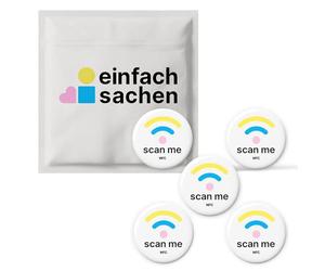 Lot de 5 autocollants NFC Scan Me - Programmables universellement pour sites Web, réseaux sociaux et cartes de visite numériques - Effet époxy 3D, réutilisables, sans contact, 3 cm de diamètre