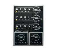 Lot de 5 Autocollants Officiels fabriqués pour Opel Motorsport, Logo Noir et Chrome, Produit sous Licence, 94 x 131 mm (5 Autocollants)