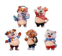 Lot de 5 autocollants pour ventre de chat - Jouets mignons 3D doux à presser | Décalques d'animaux kawaii pour enfants, pour manuels scolaires, trousses, tablettes, tasses, fête de récompense